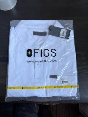 FIGS Technical Pique Scrub Polo Men XL White